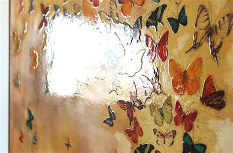 Butterflies On Warm Ochre Painting By Lily Greenwood Saatchi Art