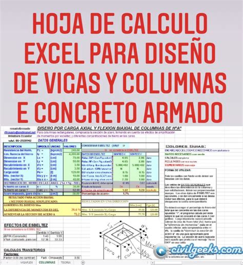 Excel Para Diseño De Vigas Y Columnas En Concreto Armado Calculo De Vigas Hojas De Cálculo