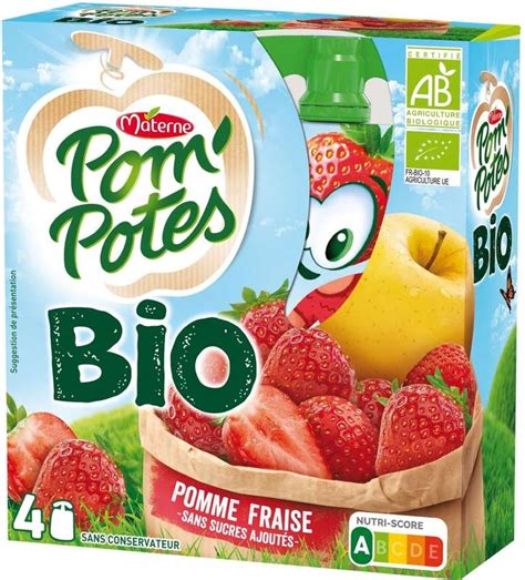 Pom Potes Pomme Fraise Sans Sucres Ajout S Bio Materne X G La