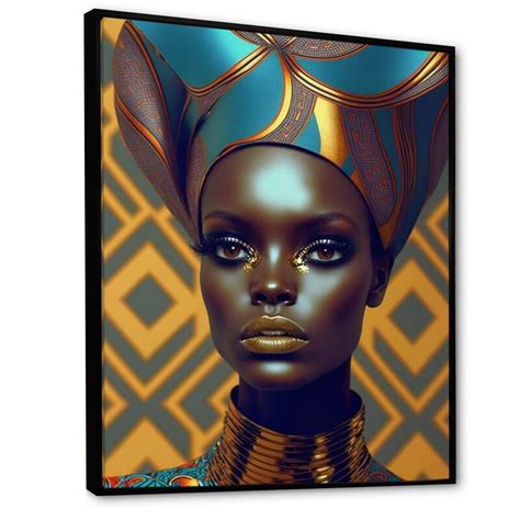 Designart Beautiful Contemporary African Retro Woman Ii African American Framed Canvas Wall