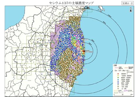 文部科学省による放射線量等分布マップ（放射性セシウムの土壌濃度マップ） じんちゃんのちょいとひとこと