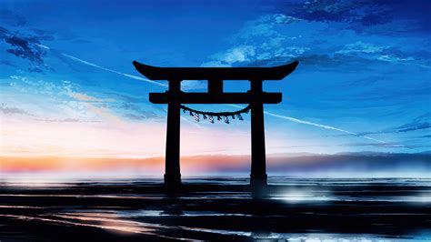 Torii Japanese Gate Anime 4K #160h Wallpaper PC Desktop