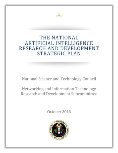 National Artificial Intelligence Research And Development Strategic Plan Pdf