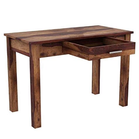 Solid Sheesham Wood Study Table With 1 Drawer In Teak Finish