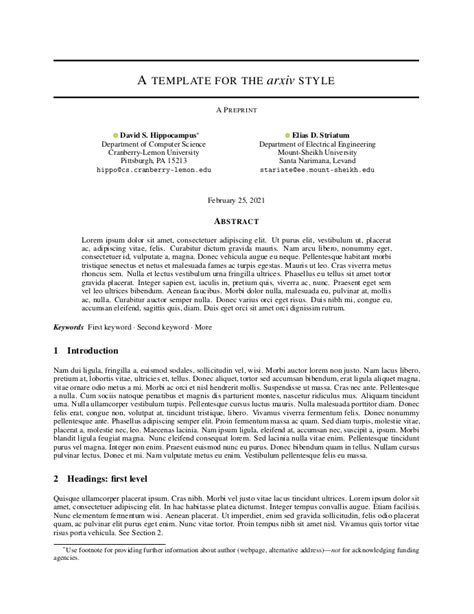 Arxiv Preprint Template Docx Latex