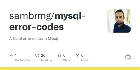 Github Sambrmg Mysql Error Codes A List Of Error Codes In Mysql