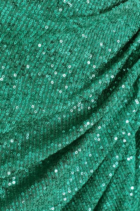 Curve Jade Green Sequin Ruched Midi Dress