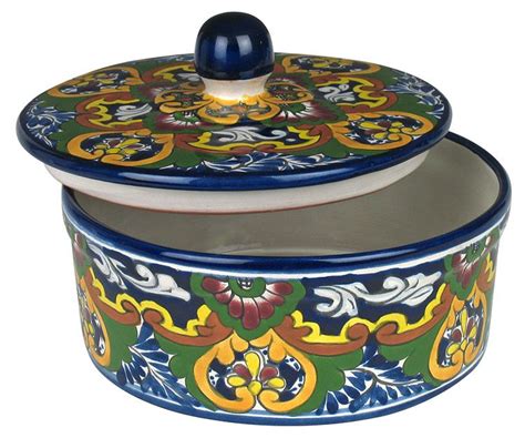 Talavera Tortilla Container With Lid Mexican Pottery Decor Talavera