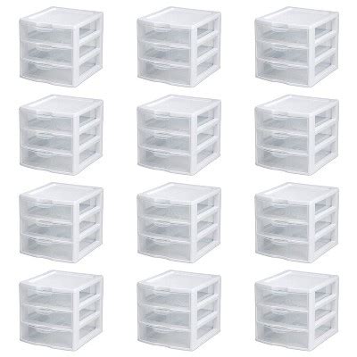 Sterilite Clearview Plastic Multipurpose Small 3 Drawer Desktop Storage