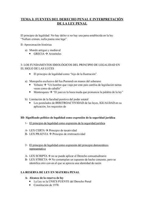 Tema 3 Tjd Apuntes 3 Tema 3 Fuentes Del Derecho Penal E