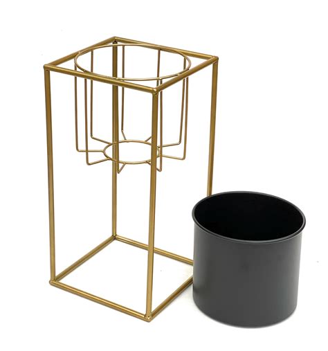 Dandibo Blumenhocker Mit Topf Metall Gold Schwarz Eckig S Cm