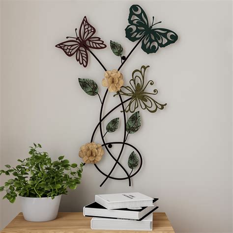 Garden Butterfly Metal Wall Art Hand Painted Decorative 3d Butterflies