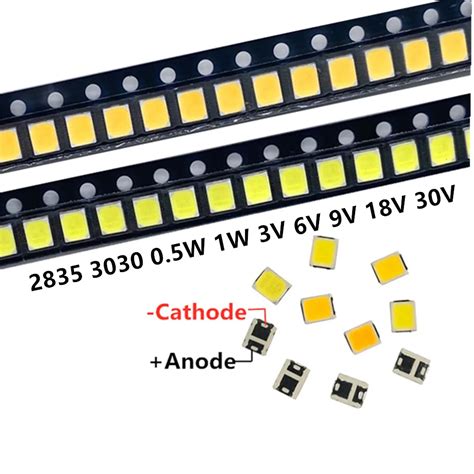 Pcs Smd Led Chips W W V V V V V Lm K White