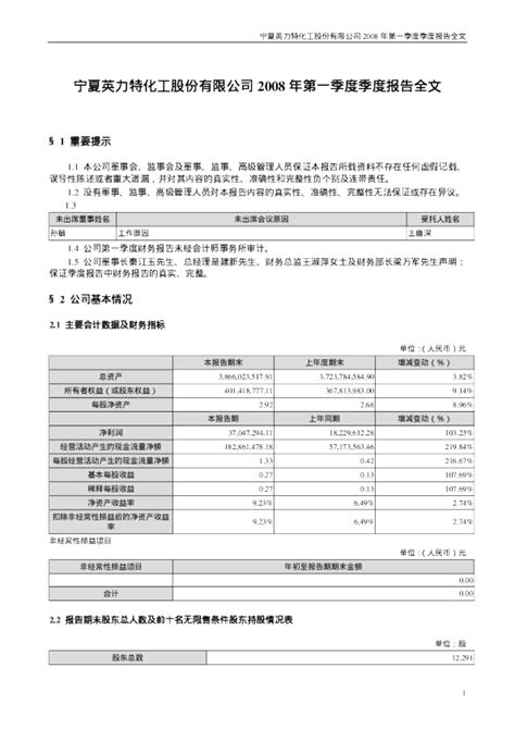 英 力 特：2008年第一季度报告