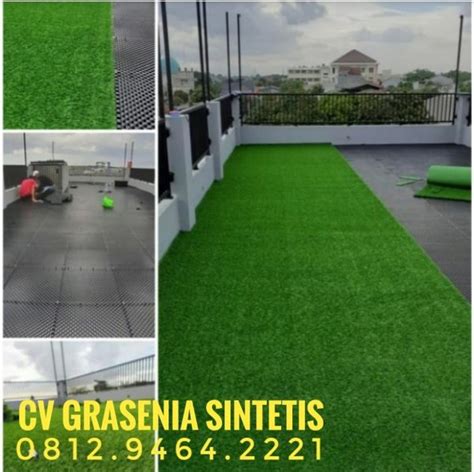 Jual Karpet Rumput Sintetis Swiss Plus Drainase Pelapis Pasang Di Teras