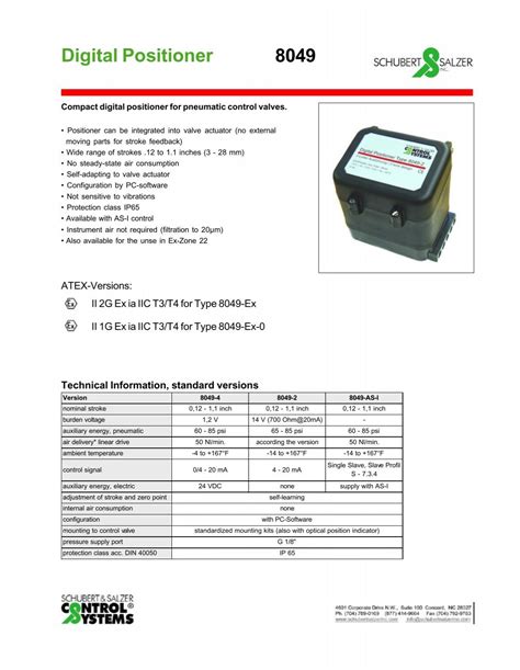 Schubert Salzer 8049 Digital Positioner RM Headlee