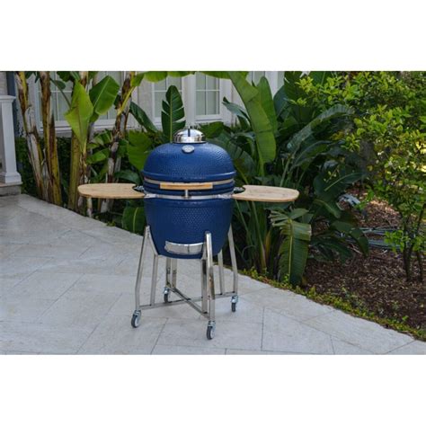 Lifesmart Kamado Ceramic Charcoal Grill Blue The Market Depot