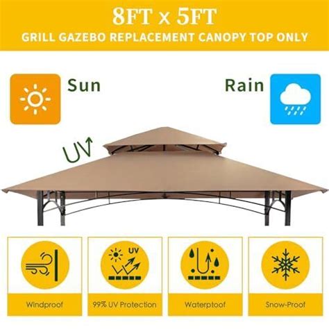 5 X 8 Grill Gazebo Replacement Canopy Roof Onlywaterproof Double