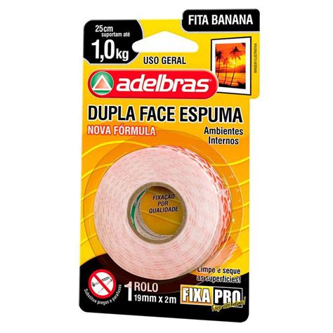 Fita Dupla Face Espuma 19mm X 2m Fixa Pro Adelbras