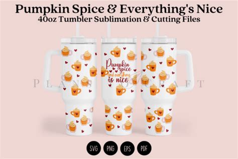 2 Pumpkin Spice 40oz Tumbler Wrap Svg Designs Graphics