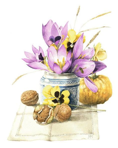 Crocus Violets And Walnuts Marjolein Bastin Artist Dutch Artists