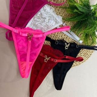 Calcinha Tanga Lingerie Fio Dental Playboy Sexy De Renda Ou Tule Langerie Shopee Brasil