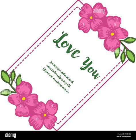 Template Ornate Of Card Love You With Ornament Pink Flower Frame