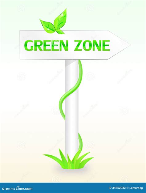 Signpost With An Inscription The Green Zone Stock Illustration