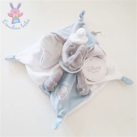 Doudou Plat L Phant Dumbo Gris Bleu Blanc Argent Disney