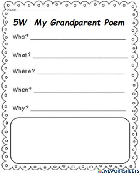 5w Poem My Grandparent Worksheet Live Worksheets