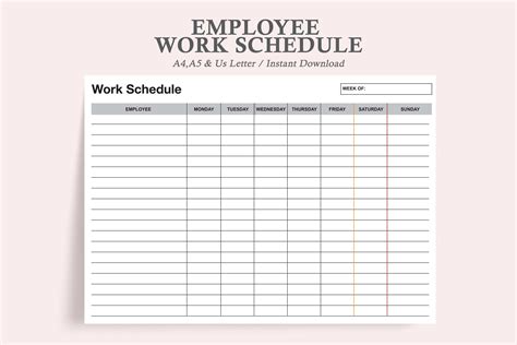 Employee Work Schedule,Daily Schedule Graphic by watercolortheme