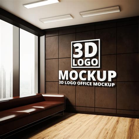 Premium PSD | 3d logo on wall office modern building