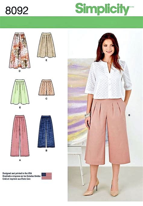 Sewing Pattern Womens Wide Leg Pants Pattern Culottes Pattern Skirt