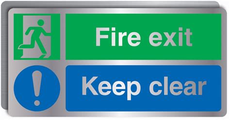 Deluxe Metal Look Safety Signs Fire Exit Keep Clear Seton