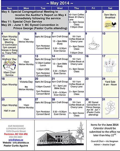 Our Redeemer Lutheran Church Calendar