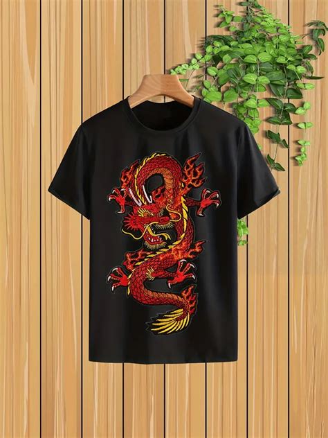 Plus Size Mens Dragon Graphic Tees Comfy Short Sleeve Round Temu Norway