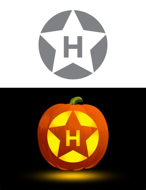 Printable Star Letter H Pumpkin Stencil