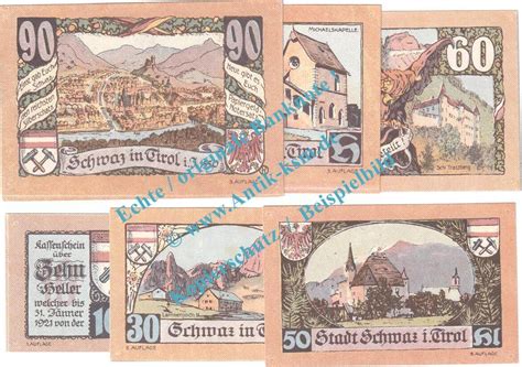 Notgeld At Scheine Kpl Schwaz I T Notgeld Set Mit Scheinen In Kfr