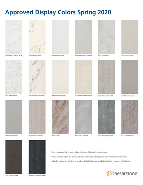 Caesarstone Colors Chart Caesarstone quartz colors – granite, quartz ...