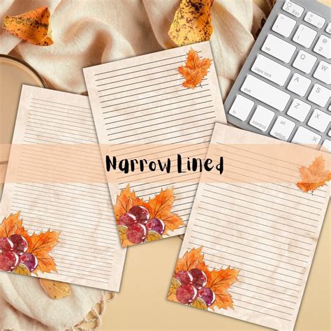 Printable Lined And Unlined Fall Autumn Stationery Paper Etsy