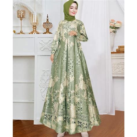 Jual Baju Gamis Lebaran Wanita Elegan Premium Terbaru 2024 Model Aurora