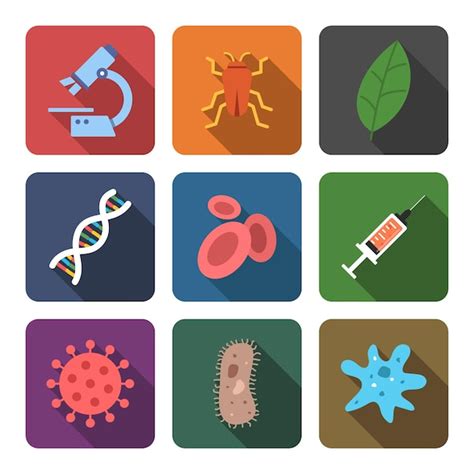 Premium Vector Vector Set Of Biology Icons Flat Style With Long