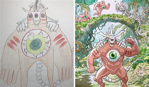 Dad Turns His Sons Doodles Into Anime Characters And The Result Is