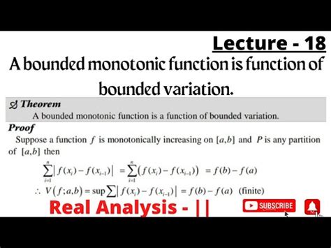 A Bounded Monotonic Function Is A Function Of Bounded Variation Real