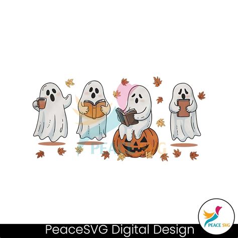 Bookish Halloween Cute Ghost PNG PeaceSVG