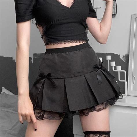 Gothic Bows Lace Patchwork Pleated Mini Skirt Rock N Doll