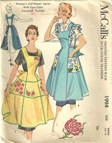 Vintage 50s Apron Sewing Pattern McCalls 1994