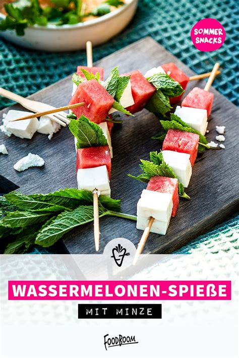 Wassermelone Feta Minze Spieße Wassermelonen Spiesse Mit Minze Rezept