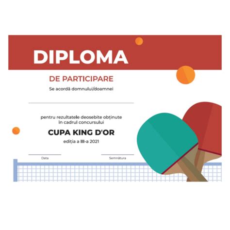 Diploma De Excelenta Carton A Tenis De Masa Trofez Shop