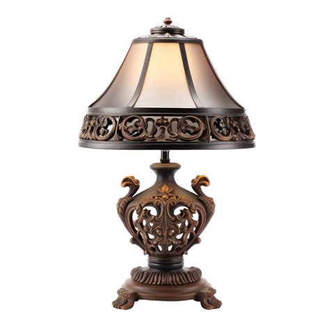 Antique Table Lamp With Elegant Design And Embellished Shade On